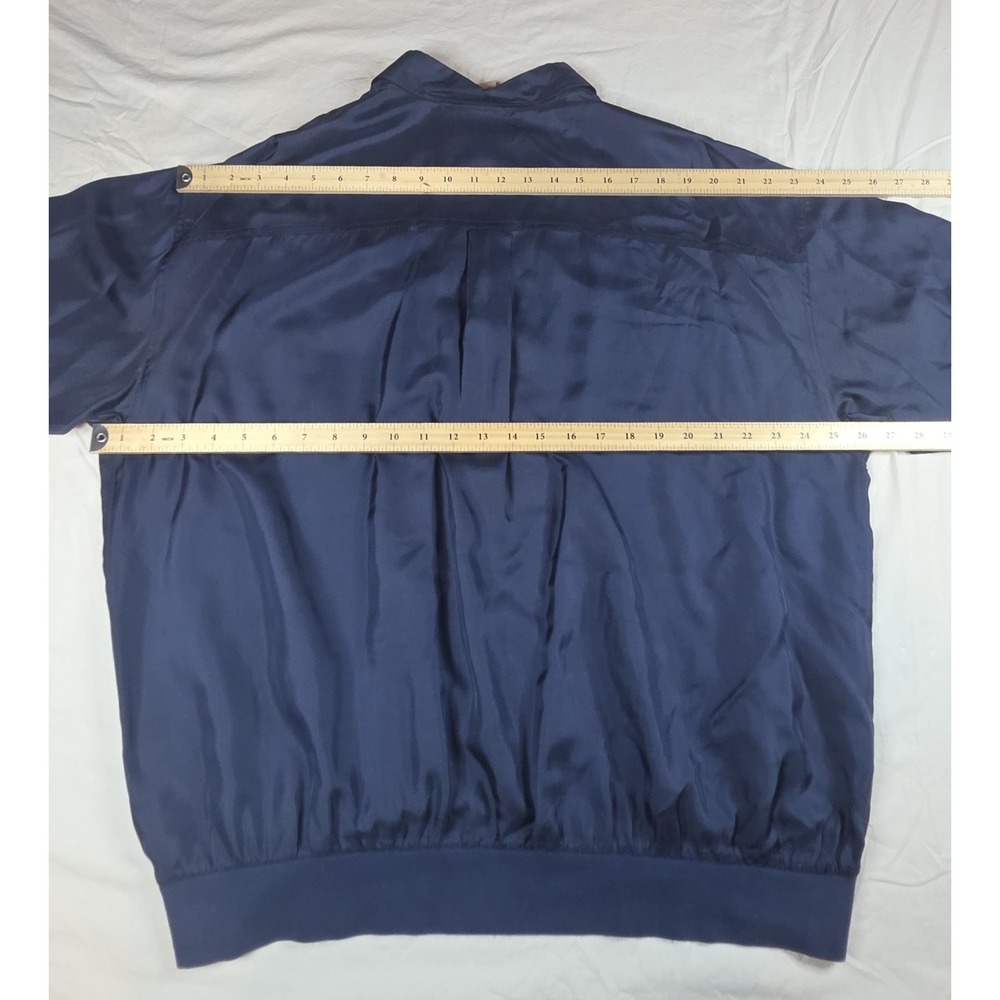 Angelo Litrico Vintage Blue Polo Shirt XL Banded Bottom Silk Feel Retro Bomber - Picture 9 of 10